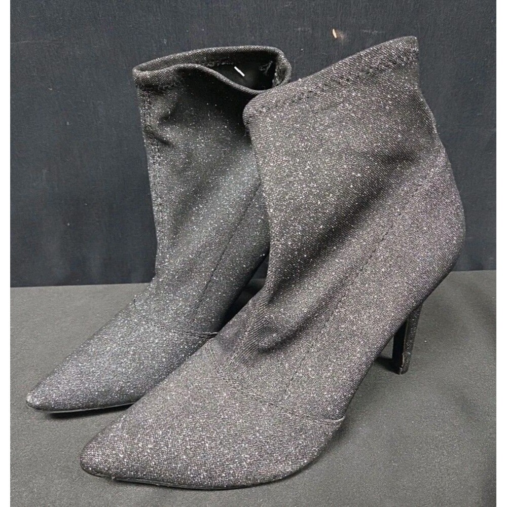 Brash Women's Spicy Pointed Toe Ankle Booties High Heel Boots Silver/Black Sz 8